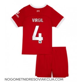 Dres Liverpool Virgil van Dijk #4 Domaci za djecu 2023-24 Kratak Rukav (+ kratke hlače)